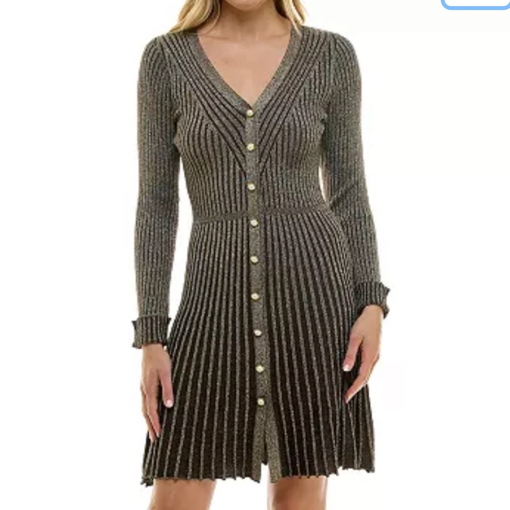 Taylor Knit Metallic Cocktail Dress New